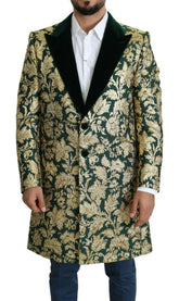 Dolce & Gabbana DOLCE & GABBANA Jacket SICILIA Green Gold Jacquard Long Coat -   -  Dolce & Gabbana.